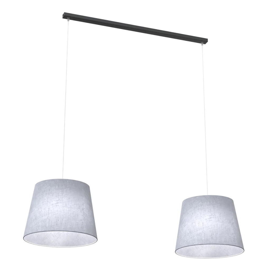 Lampadario A 2 Luci Osiride Con Paralumi In Tessuto Grigio