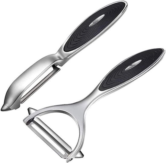 Schiller per verdure, frutta e patate, a forma Y e I in acciaio inossidabile, manico antiscivolo ergonomico e lama affilata, robusto (2 pezzi)