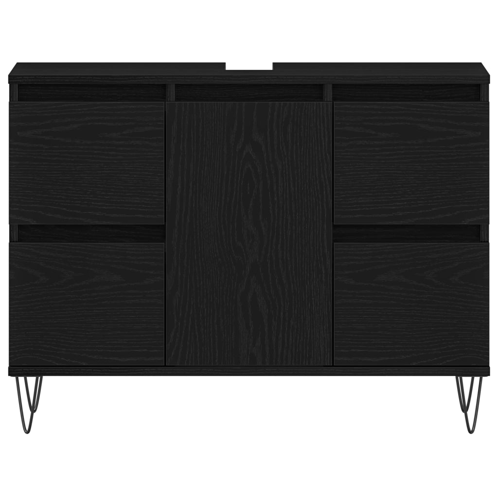 Mobile lavabo da bagno  Nero Rovere 80x33x60 cm Legno ingegnerizzato