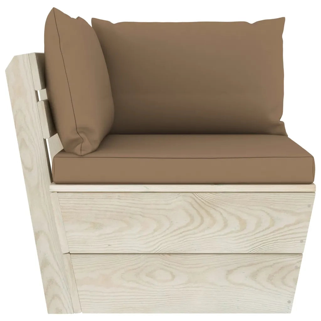 Divano Angolare da Giardino su Pallet e Cuscini-Sofa da Giardino-Divanetto da esterno Legno di Abete 417025