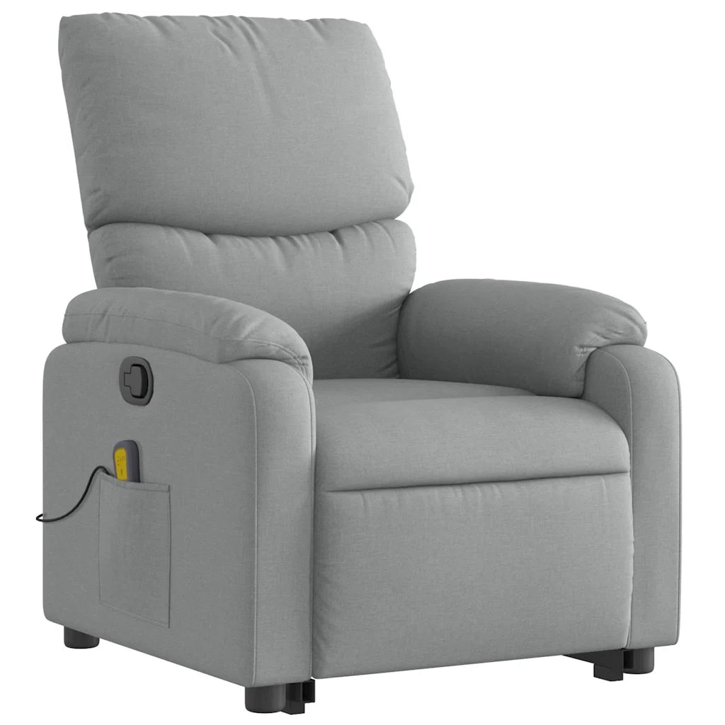 Poltrona Alzapersona Massaggi Reclinabile Grigio Chiaro Tessuto 3204836