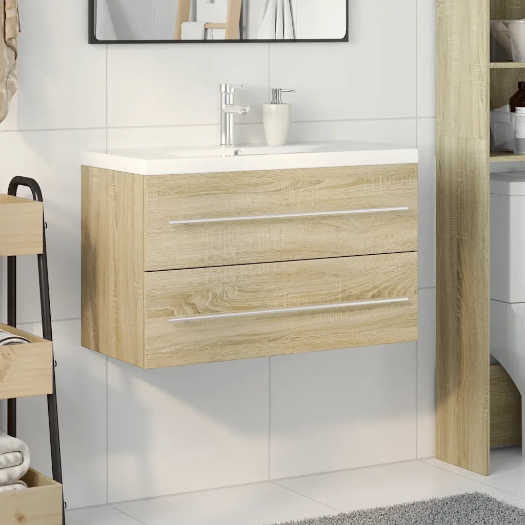 vidaXL Set Mobili da Bagno 2 pz Rovere Sonoma in Legno Multistrato