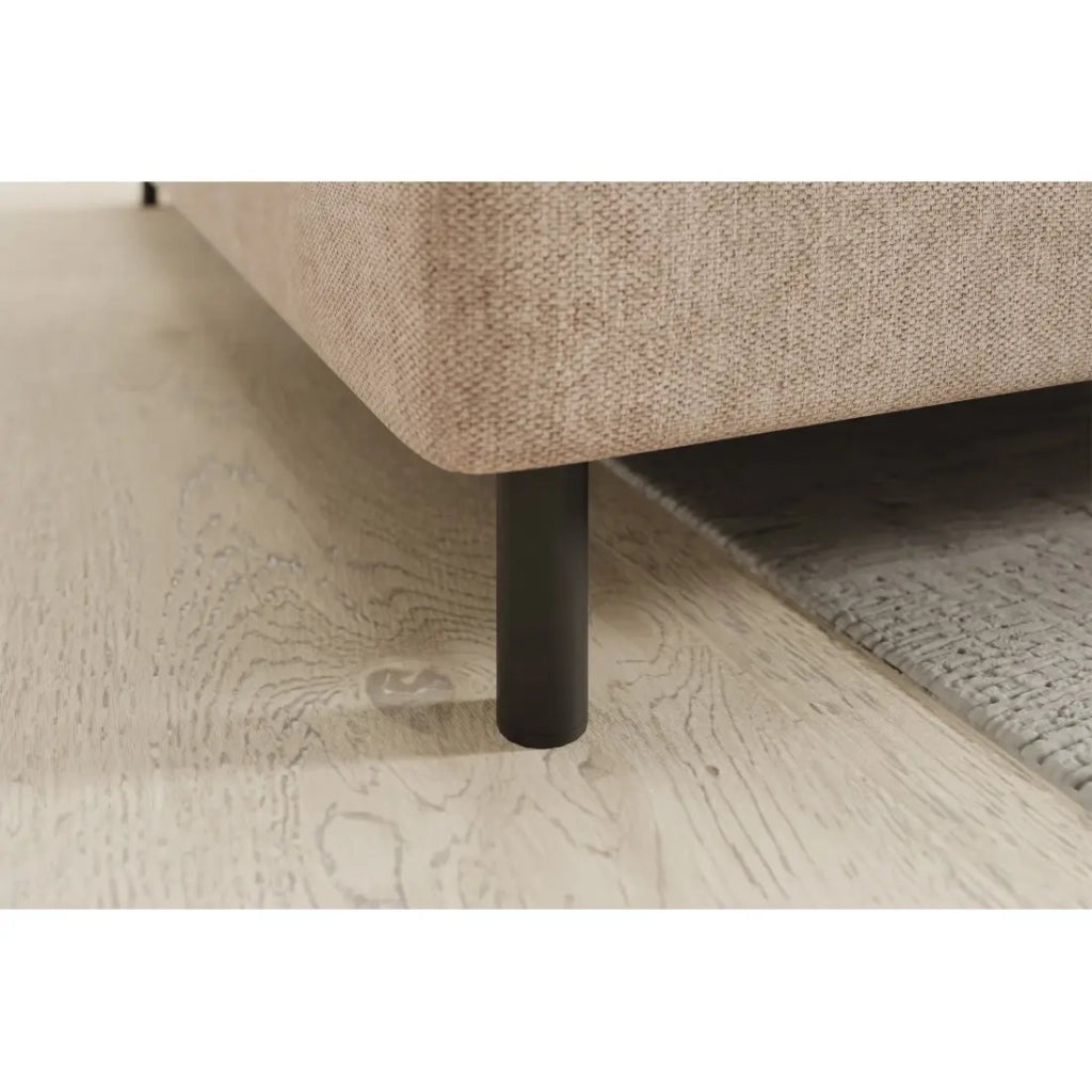 Divano ad angolo sinistro convertibile BARNEA 208 cm crema con contenitore