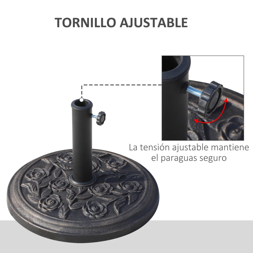 Base per Ombrellone da Giardino 9 kg ¨C Zephmum ¨C Bronce ?45,5x31 cm per 38/48mm