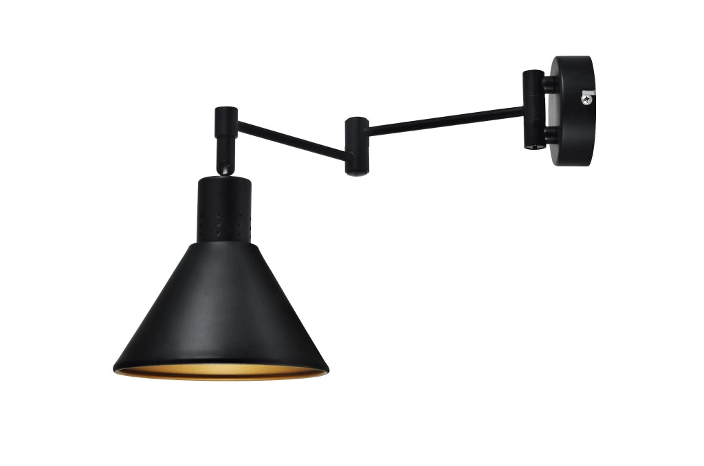 Applique Candellux Copenhagen nero oro metallo E14 orientabile