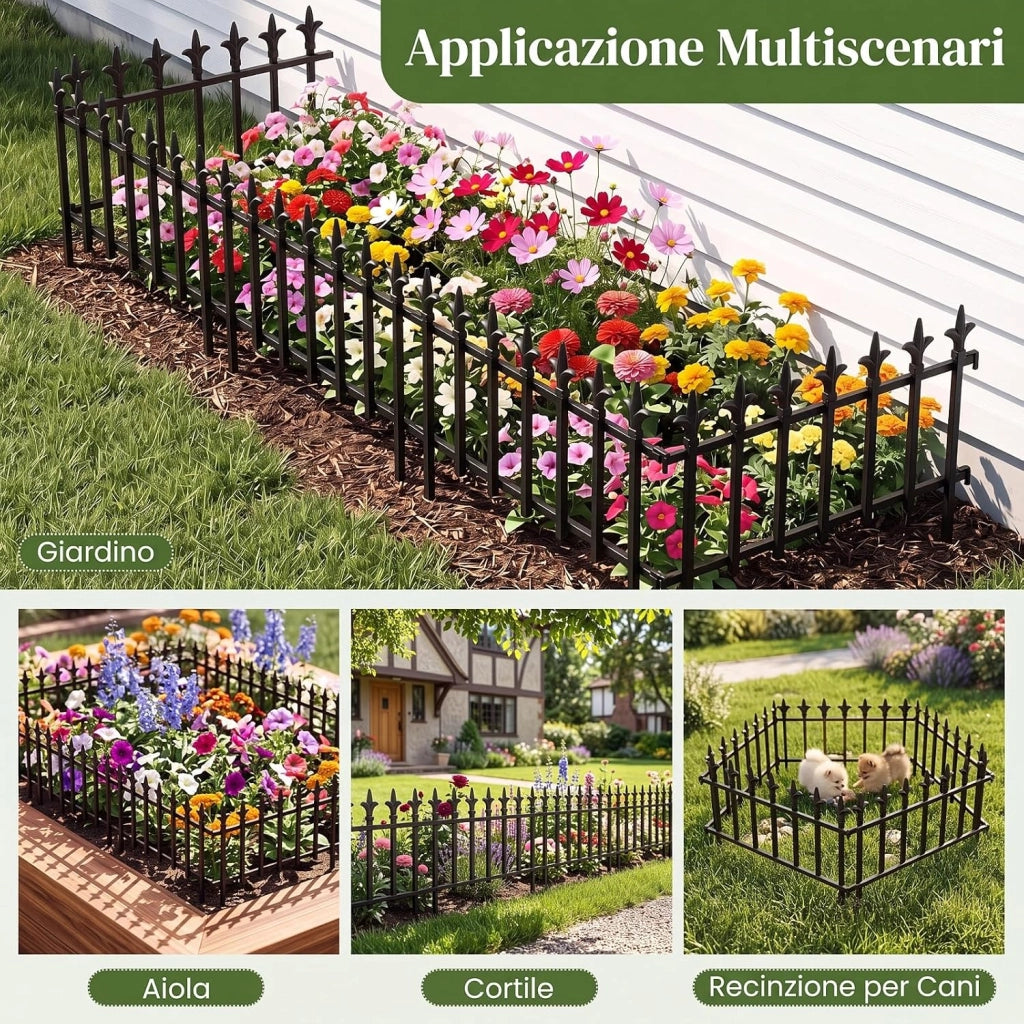Recinzione da Giardino, Bordure per Aiuole in Metallo (5) | Recinto da Esterno Pieghevole e Flessibile, per Giardino e Cortile, 56 x 44 cm