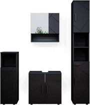 Set mobili bagno Irma, Antracite lucido, 80 cm, composto da mobile lavabo, pensile a specchio, colonna e base media