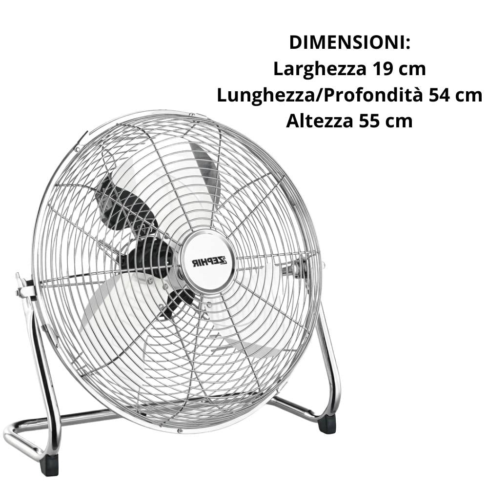 Ventilatore da terra cromato zephir pf45cr 120w alta velocità