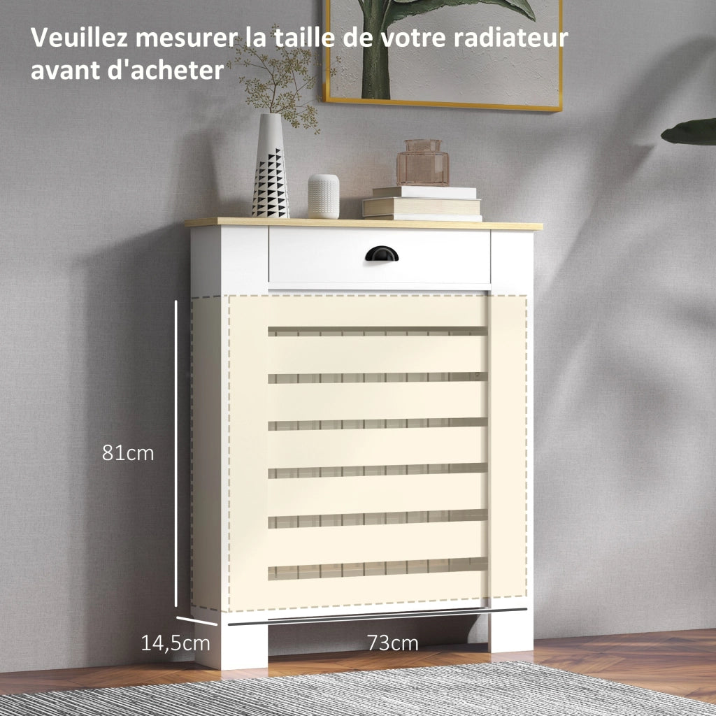 Copriradiatore con 2 cassetti in legno ¨C zephmum ¨C bianco 78x19x95.5 cm