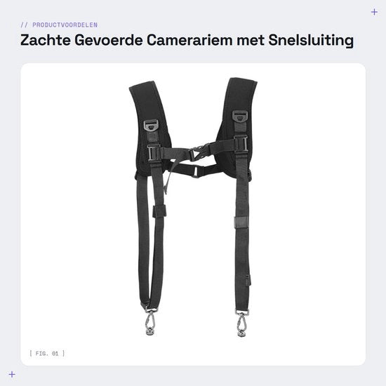 Cinturino per fotocamera con chiusura rapida - Cinturino per spalla doppia - Pelle morbida - Adattabile a fotocamere reflex - Stabilità con scatole di scambio veloce