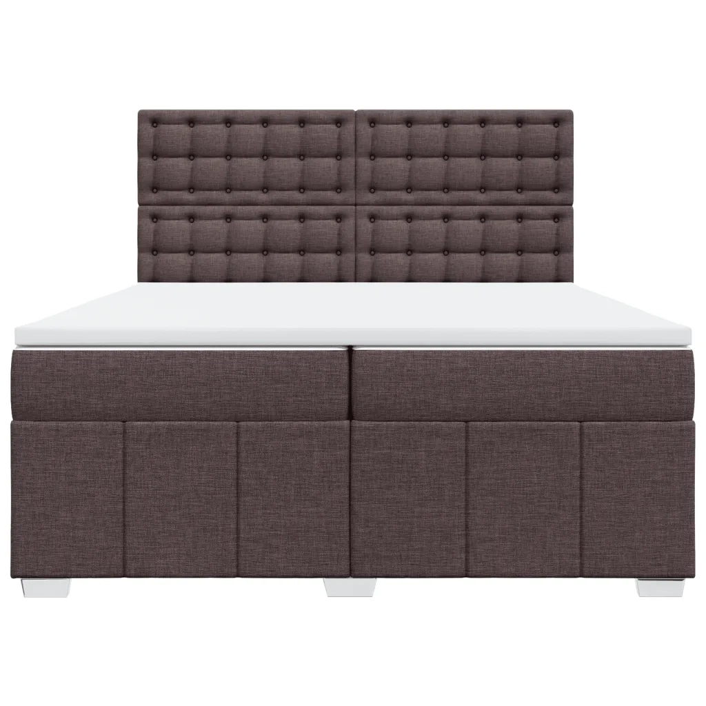 Giroletto a Molle con Materasso Marrone Scuro 200x200cm Tessuto 3291792