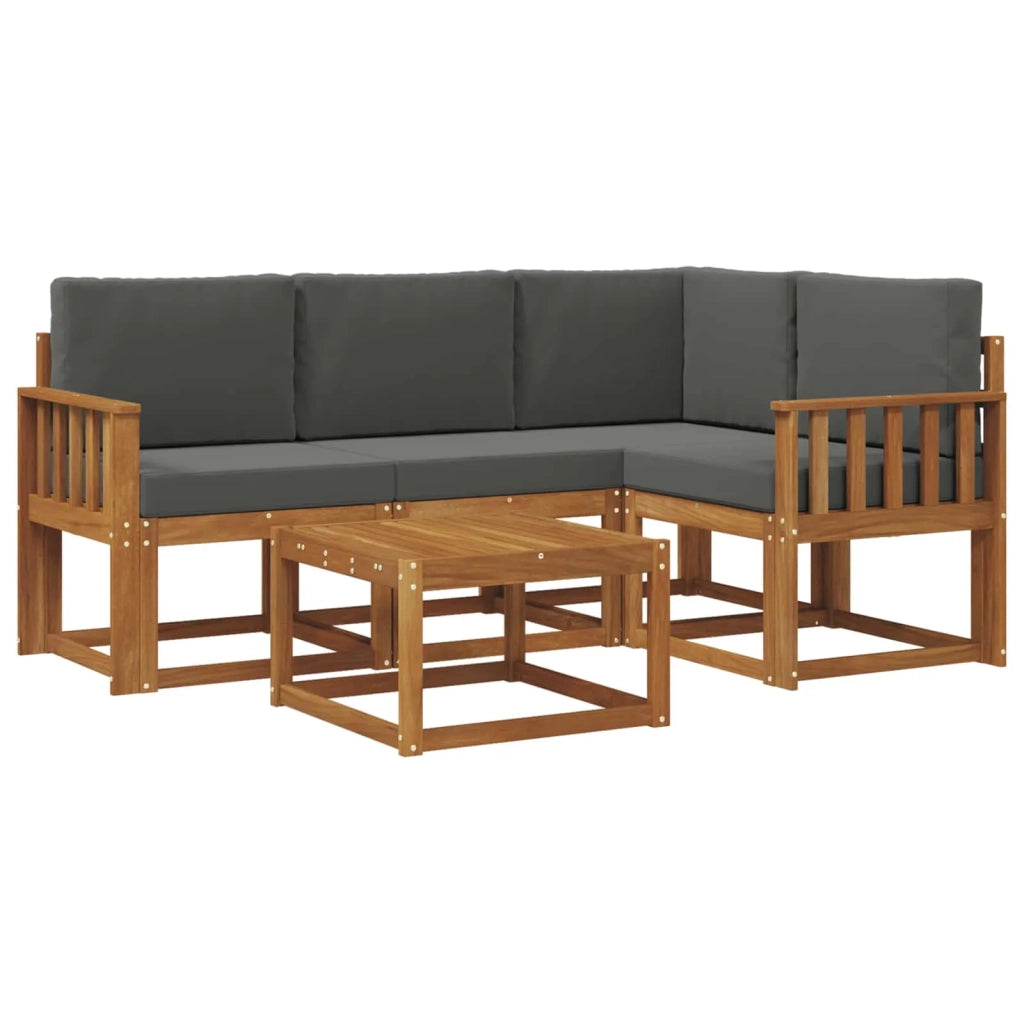 Set di divani da esterno con cuscino 5 pcs Naturale e Antracite