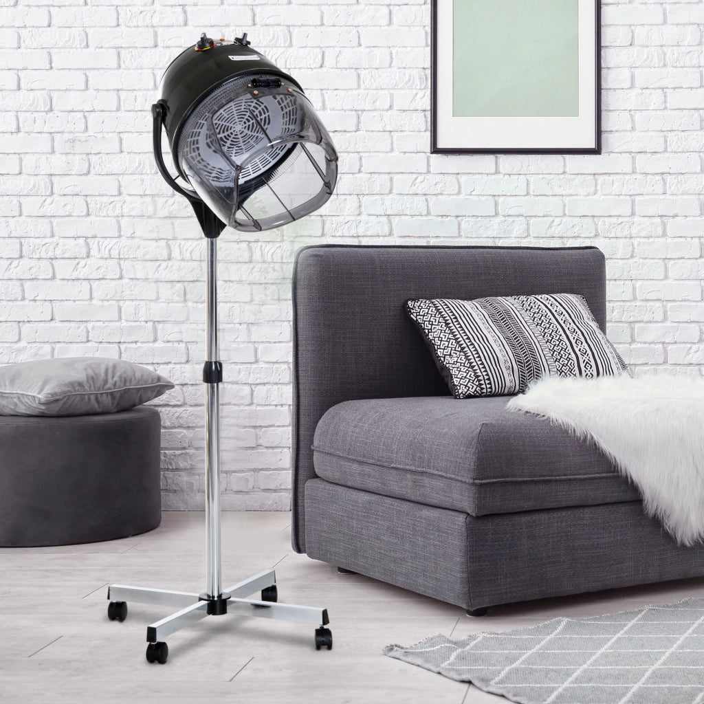 Asciugacapelli Professionale con Ruote Regolabile in Altezza ¨C Minimal ¨C Nero 65x65x115-165 cm