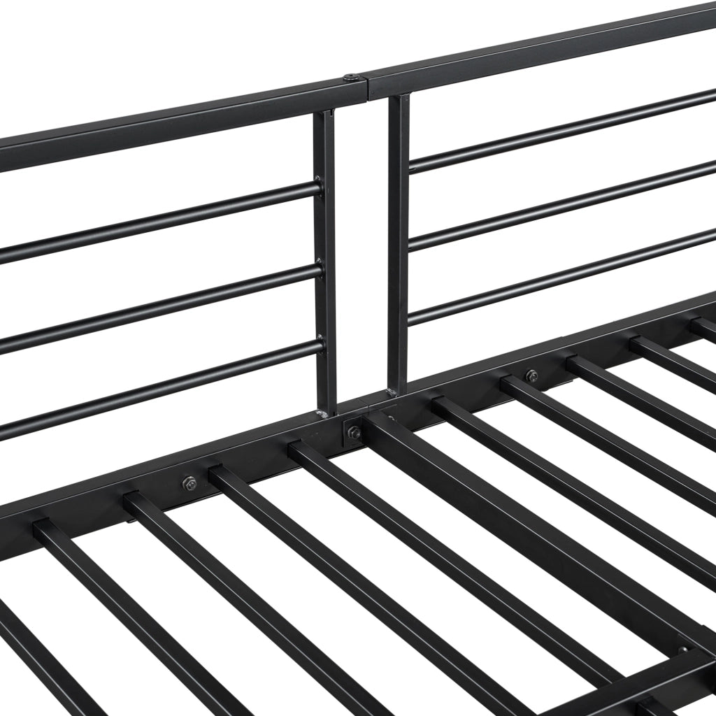 Letto a soppalco 90x200 cm con armadio e scale laterali nero e noce scuro