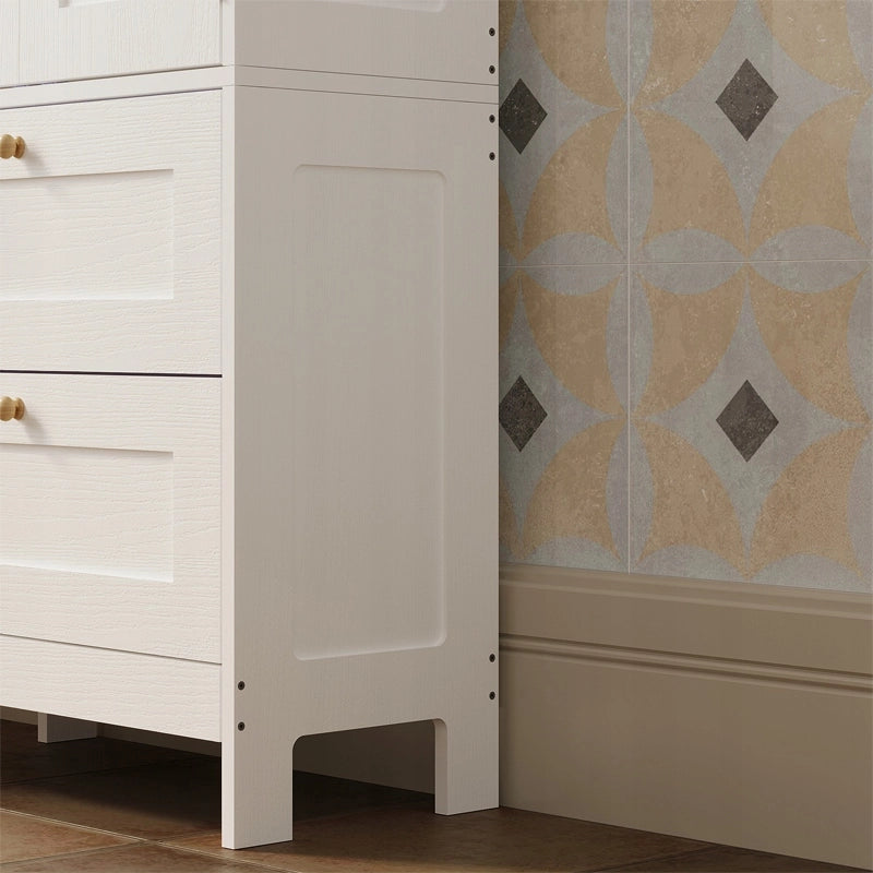 Mobile da bagno a colonna con 2 cassetti e ante, bianco stile loft, 120 cm