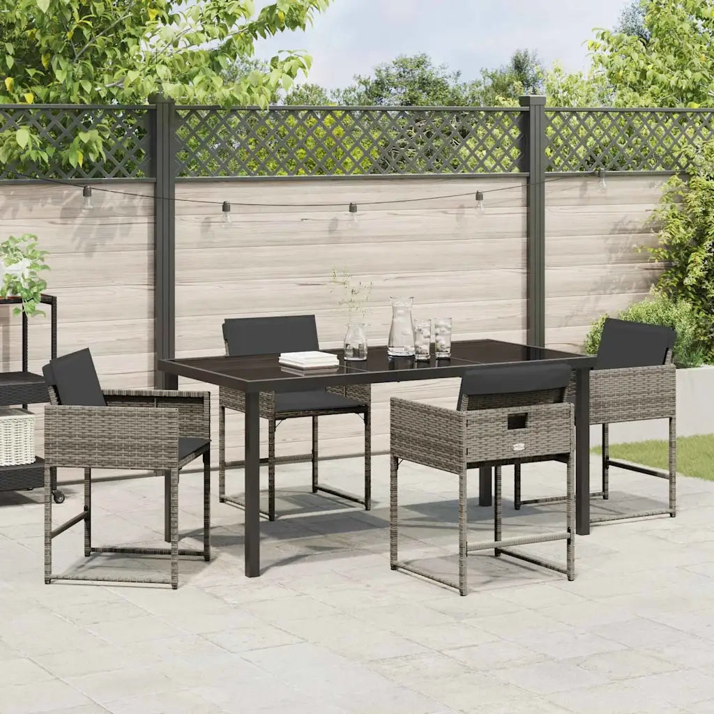 Set da Pranzo per Giardino 5 pcs Grigio polyrattan 3380723