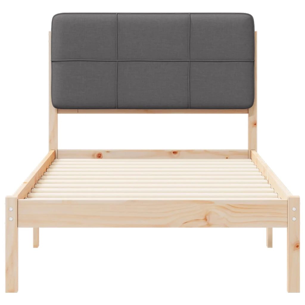 Letto con Testiera Rivestita Grigio scuro 90 x 190 cm 878015