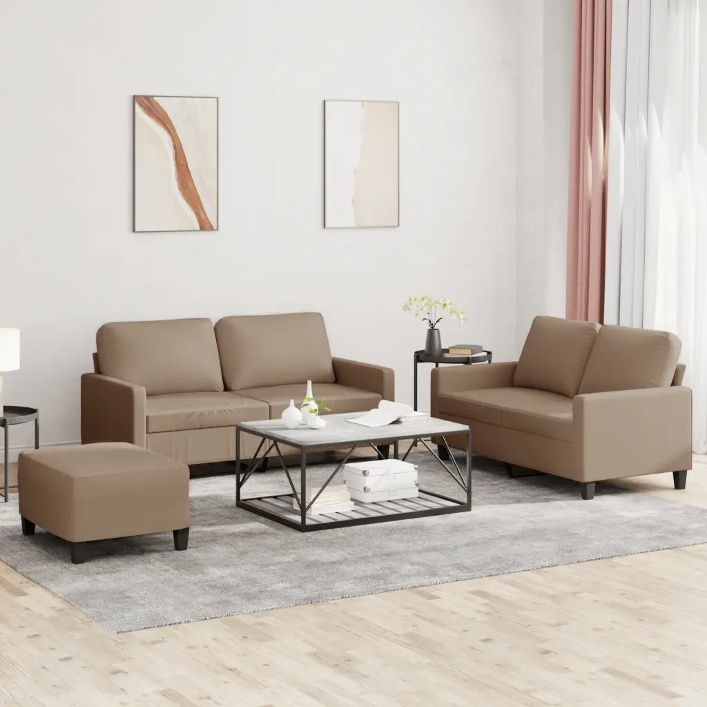 Set di Divani 3 pz con Cuscini cappuccino in Similpellecod mxl 82305