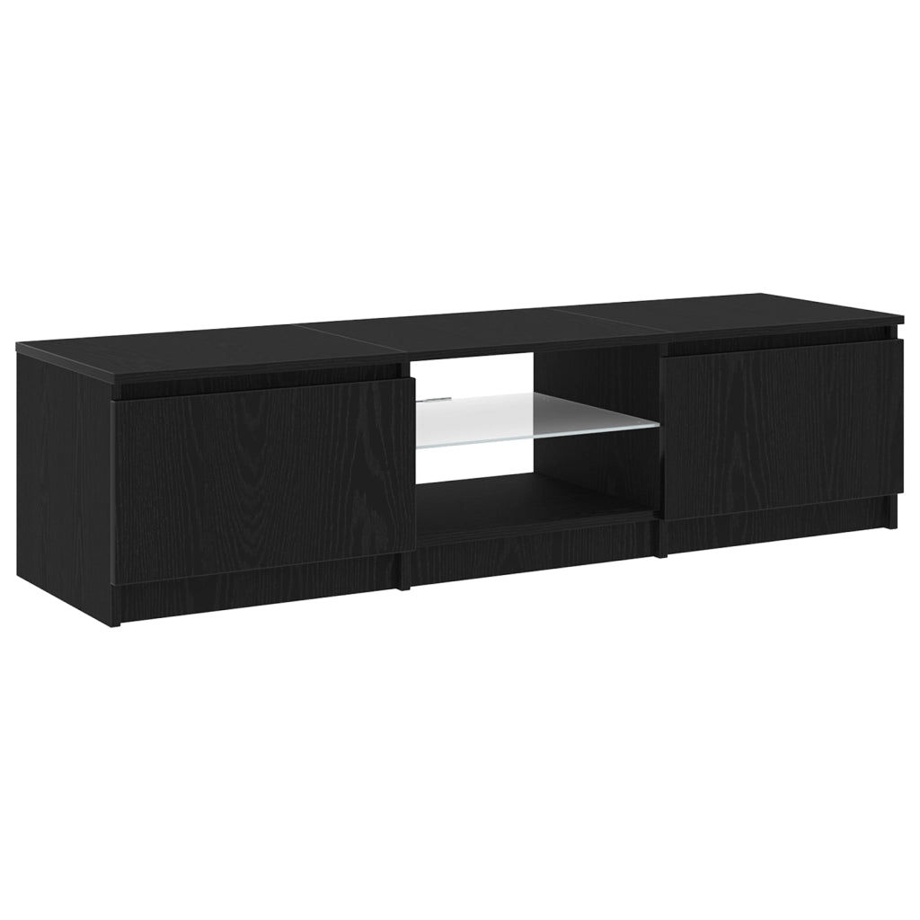 Mobile TV  con luci LED Nero Rovere 140x40x35,5 cm in legno ingegnerizzato
