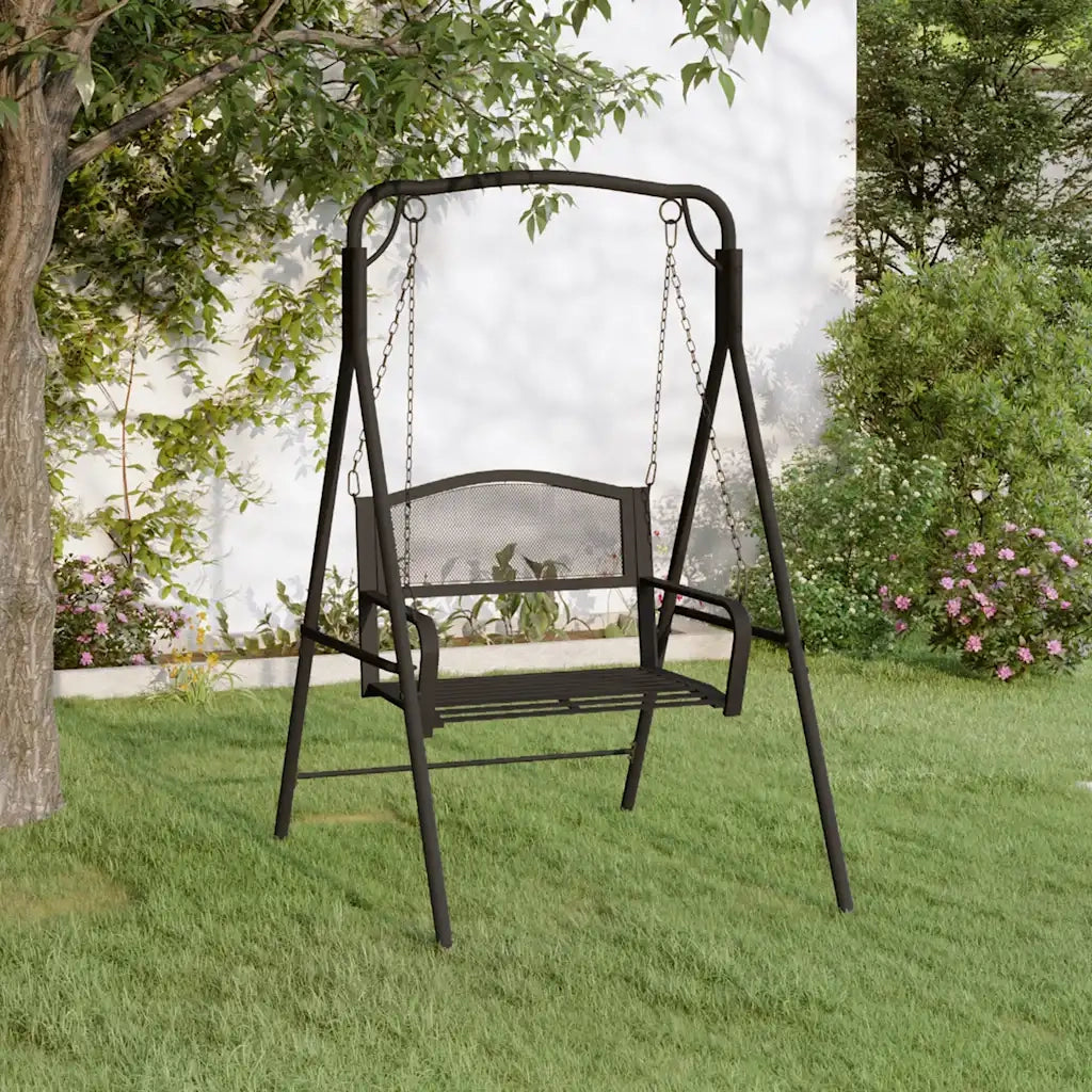 Panca da Giardino | Dondolo 124 cm in Acciaio Nero