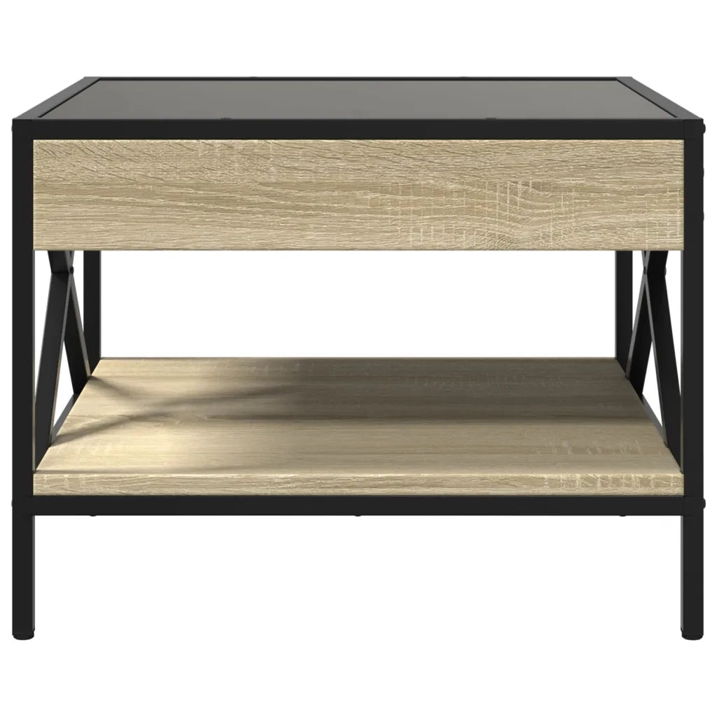 Tavolino da Salotto con LED Infinity-Tavolino da soggiorno Rovere Sonoma 50x50x38 cm