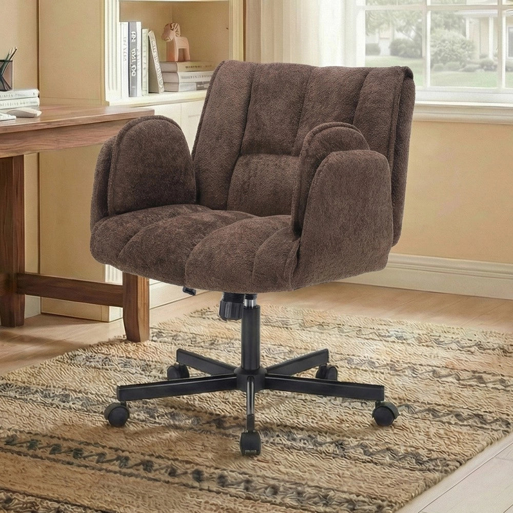Sedia da Ufficio Girevole con Rotelle e Braccioli Pieghevoli ¨C MINIMAL ¨C Altezza Regolabile, Caff¨¨