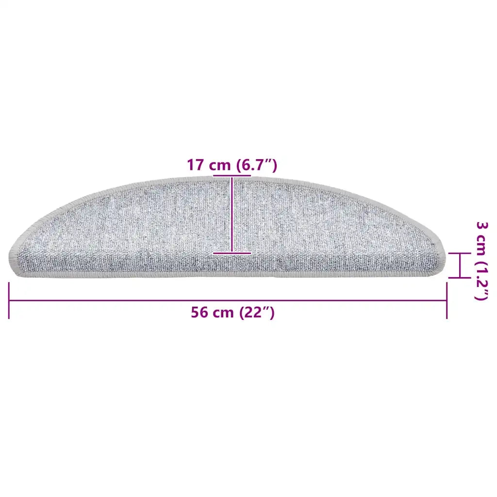 Tappetini per scale 30 pz 56x17x3 cm Grigio chiaro Semicircolari