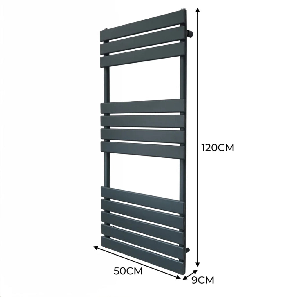 Radiatore per asciugamani design a pannello piatto 1200 x 500 mm per bagno ad incasso Grigio Antracite