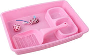 Set di accessori per gatti 4 pezzi - gatto, ciotola per cibo, giocattolo per gattini - rosa 368 x 267 cm