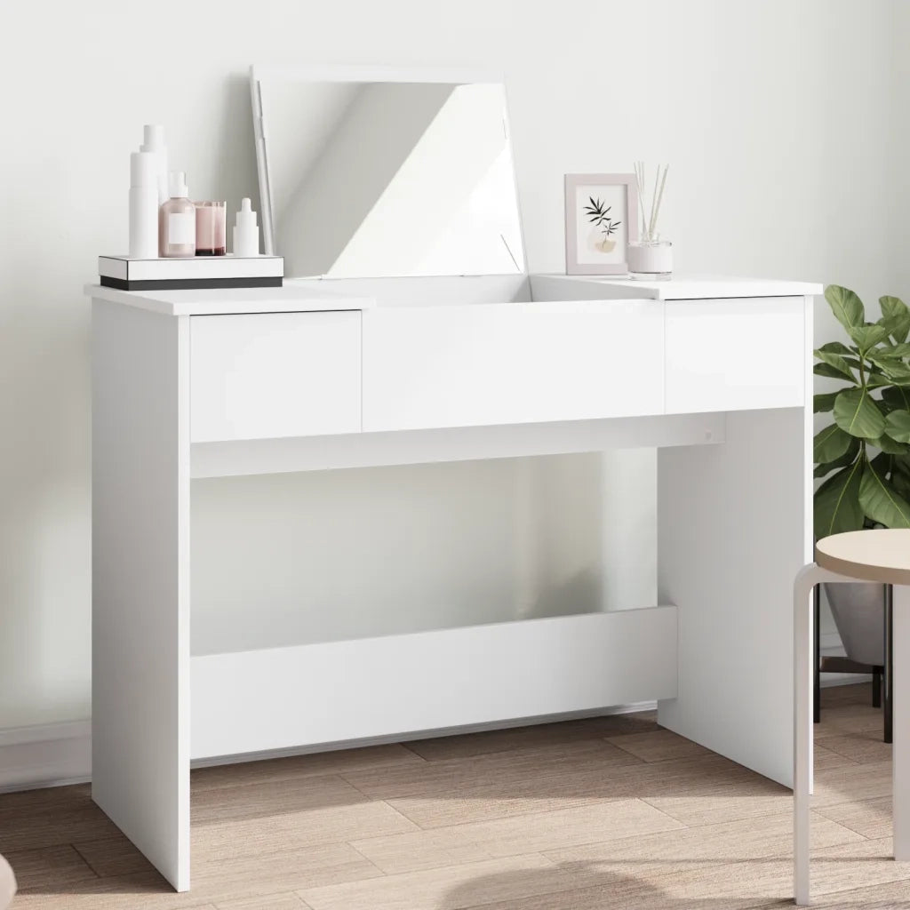 Toeletta | Tavolo da Trucco con Specchio Bianco 100x45x76 cm