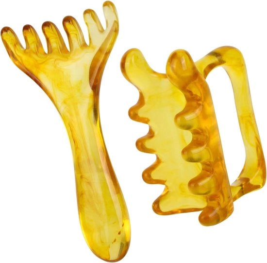 Set di strumenti per massaggi fascia e testa per nodi muscolari e drenaggio linfatico - Apparecchio da portare per rilascio miofasciale e massaggi capillari per crescita e rilassamento in colore caffè