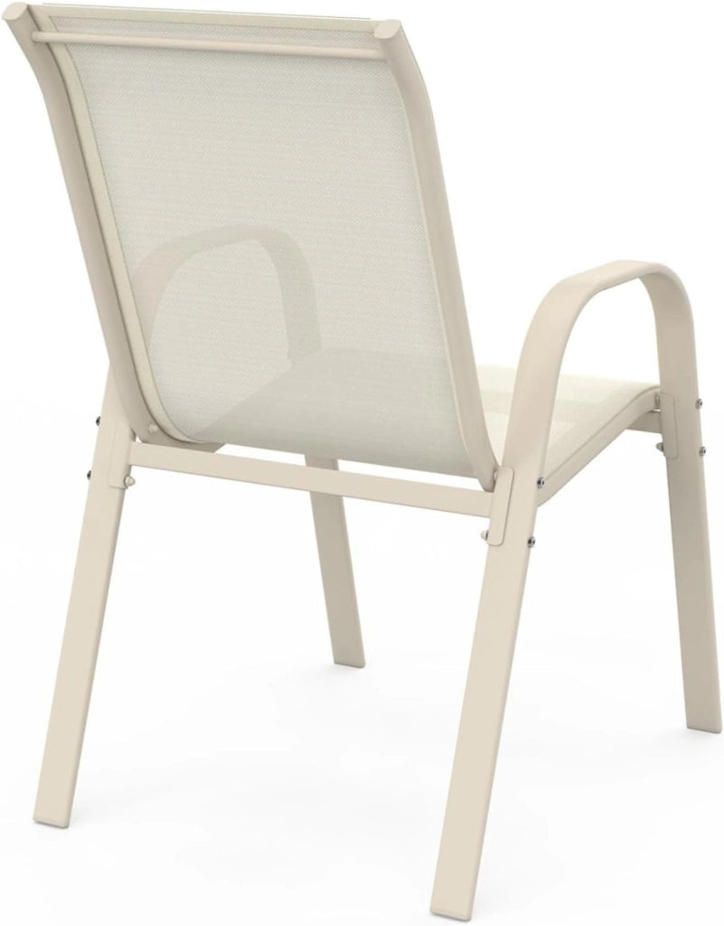 Set di 6 sedie da giardino impilabili LYMA in metallo e textilene in beige