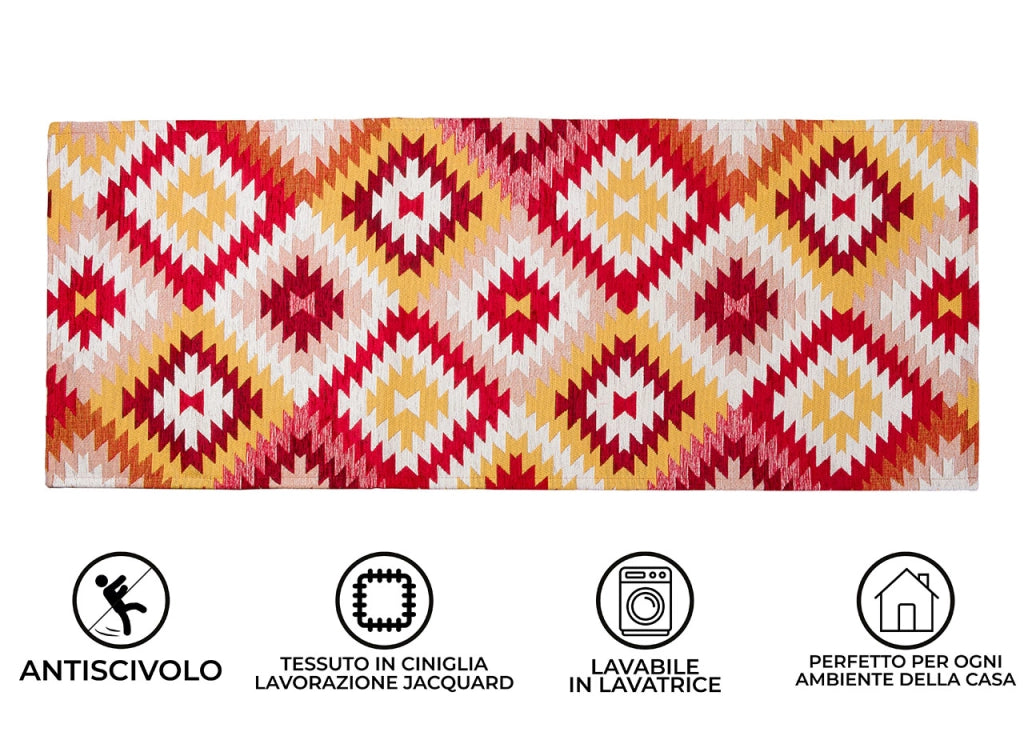 Tappeto Arredo Antiscivolo Camera Salotto Disegno Astratto Geometrico Avana By Suardi - 140x200 - Rosso