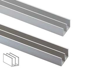 PROFILO A DOPPIA U IN ALLUMINIO- - mm.20x18 mt.1 argento lucido - 5 pezzi