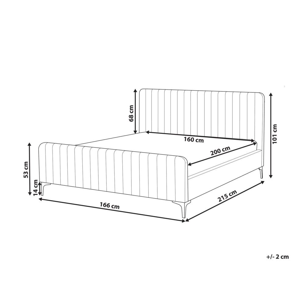 Letto con rete in velluto azzurro 160 x 200 cm testata imbottita gambe moderne in metallo