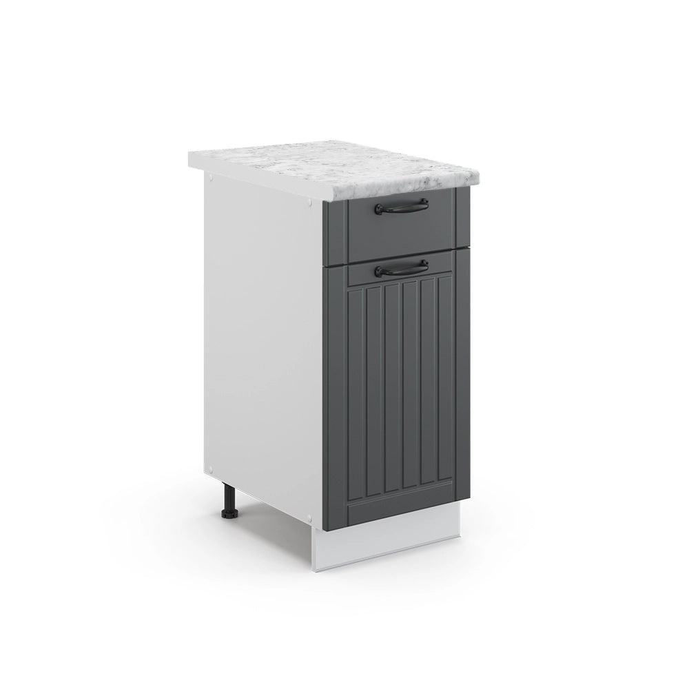 Mobiletto base per cucina Fame-Line Antracite rustico/Bianco 40 cm, PL Marmo Vicco