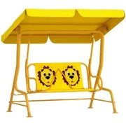 Dondolo per Bambini da Esterno a 2 Posti con Tettuccio Regolabile e Cinture di Sicurezza, 112x75x120 cm, Giallo