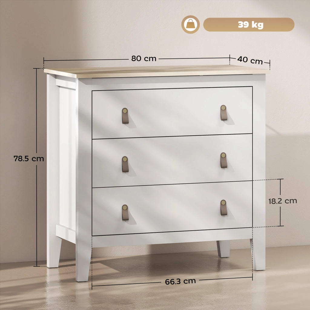 Cassettiera 3 Cassetti ¨C Xylo ¨C Bianco Similpelle 80x40x78.5 cm