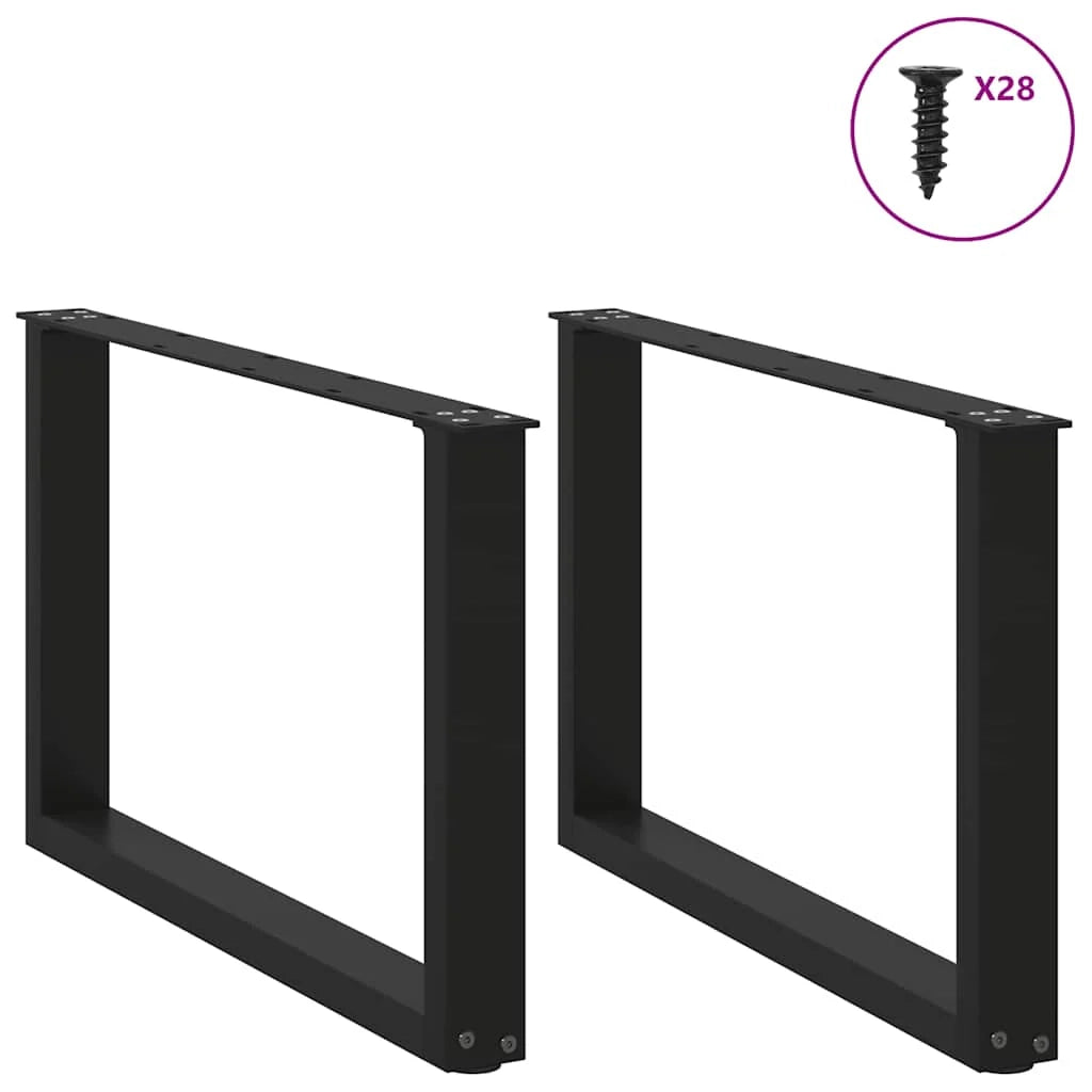 Set di 2 gambe per tavolino da caffè a forma di U nere 70 x 42 cm con piedini regolabili design moderno in acciaio nero 02_0057404