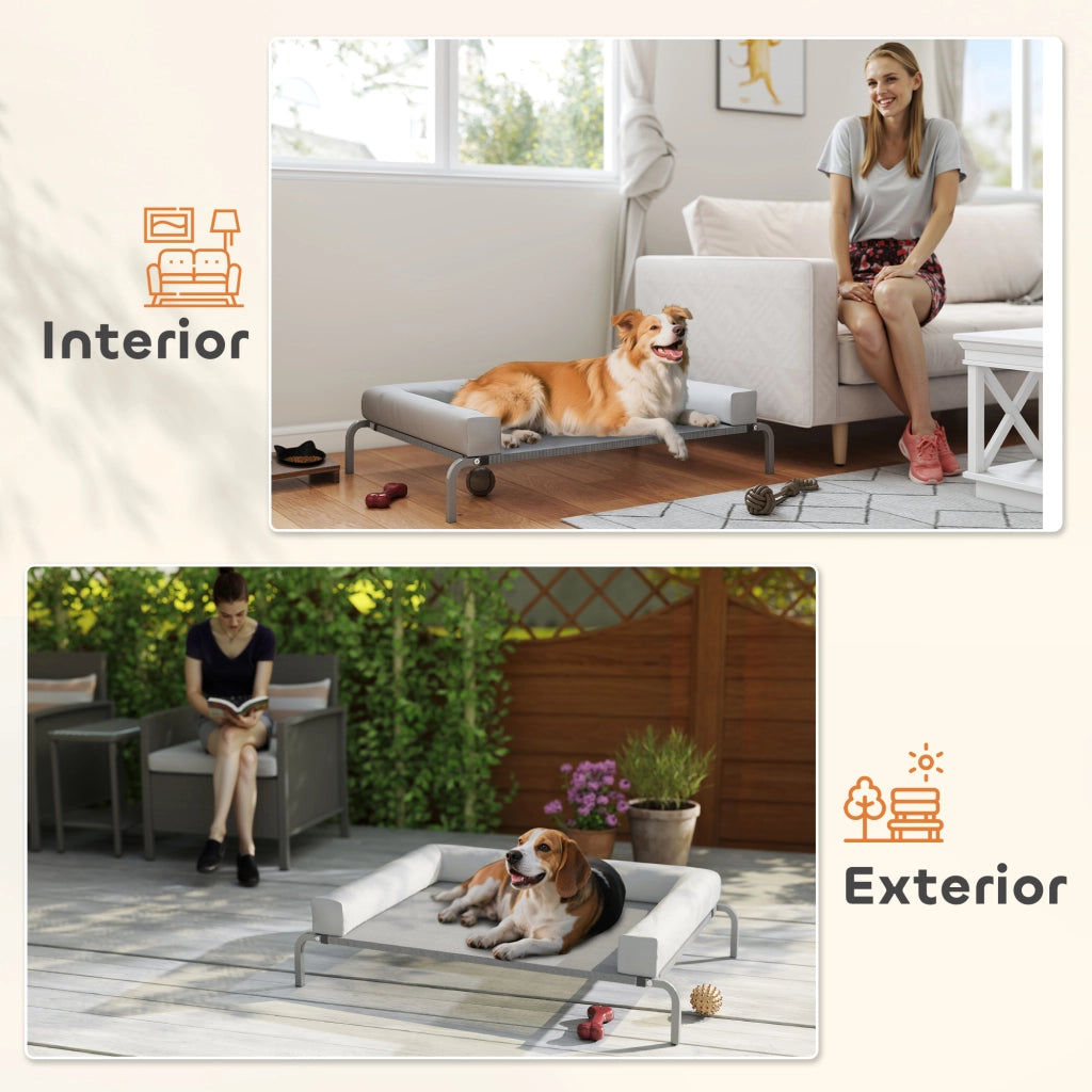 Letto a Soppalco per Cani con Rinfianchi Estraibili ¨C Minimal ¨C Grigio 110x75x30 cm
