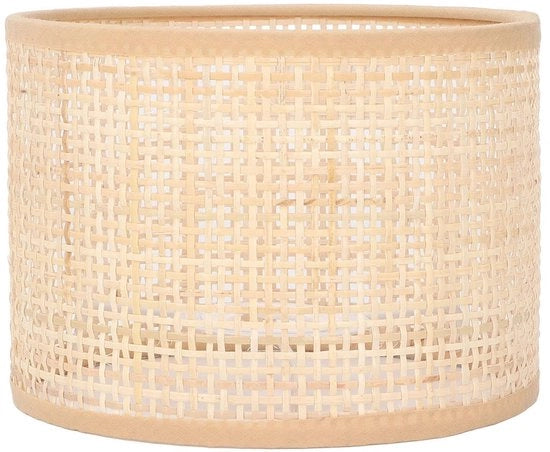 Capocapote in Rattan per Lampada - Tavolo e Terra - Beige con Bianco Naturale - E27 E14 Compatibile