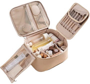 Etichetta per cosmetici - Tasca cosmetica funzionale e organizzata - Abbraccio di pelle - Raccordo con cerniera - Dimensioni: 12,5x23x19,5cm
