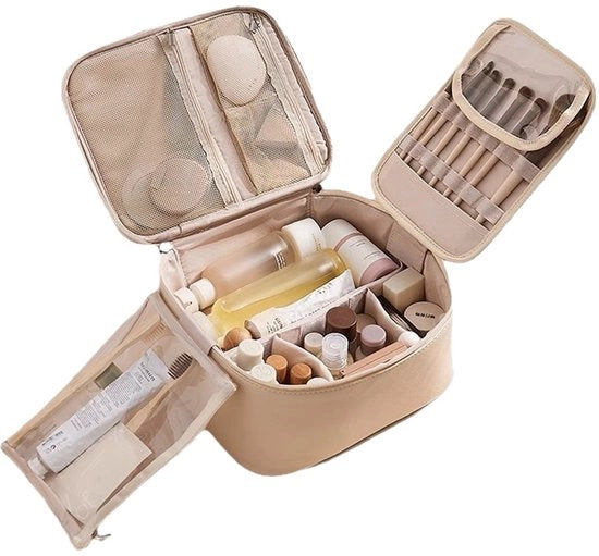 Etichetta per cosmetici - Tasca cosmetica funzionale e organizzata - Abbraccio di pelle - Raccordo con cerniera - Dimensioni: 12,5x23x19,5cm