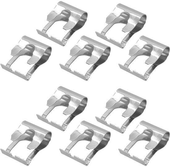 Set di clip per pulitore di finestrini universale - 10 pezzi - Metallo - Grigio - 32 x 22,3 x 11,9 mm - Duraturo e Resistente agli Impatti