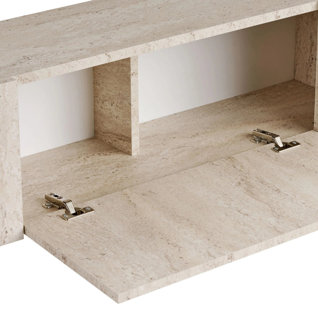 Porta TV in legno "Nexus" - 180 x 30 x 45 cm - Travertino / Oro