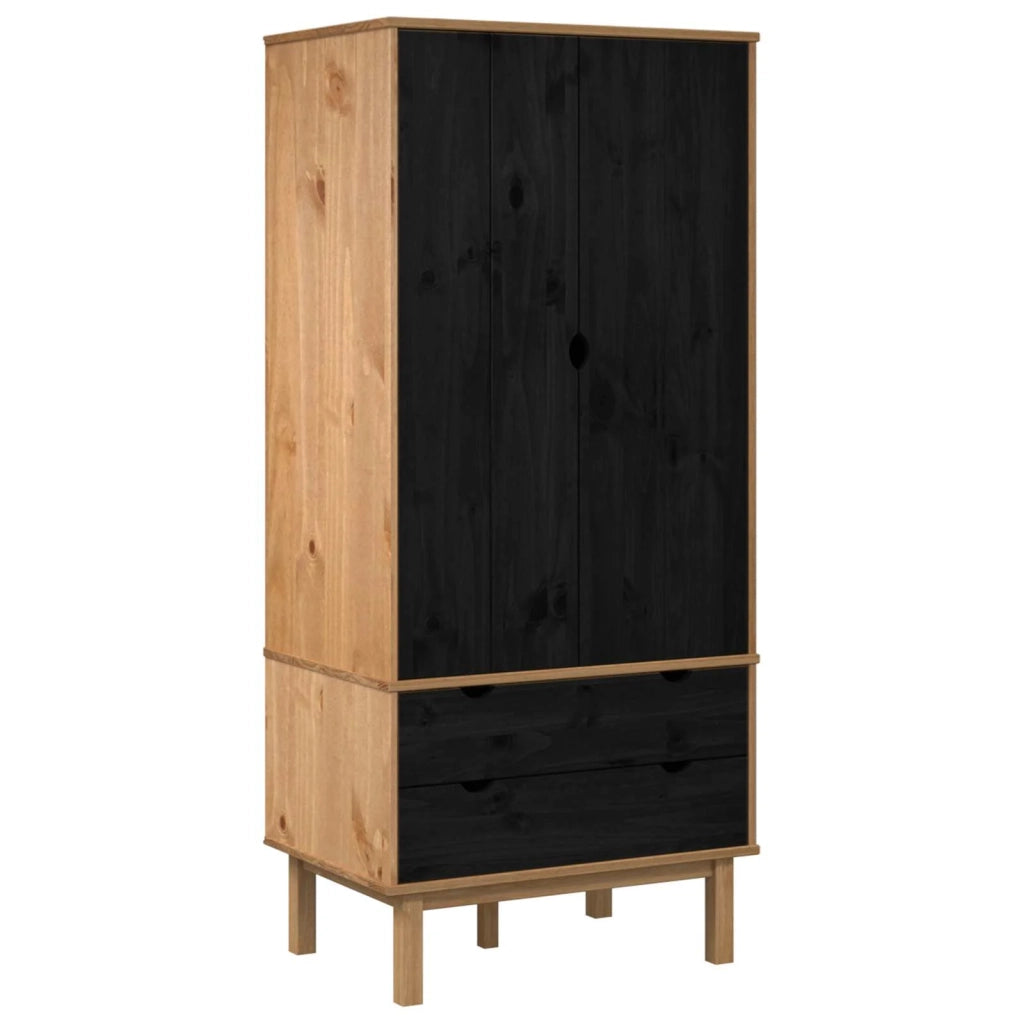 Guardaroba OTTA Nero 76,5 x 53 x 172 cm Legno Massello di Pino