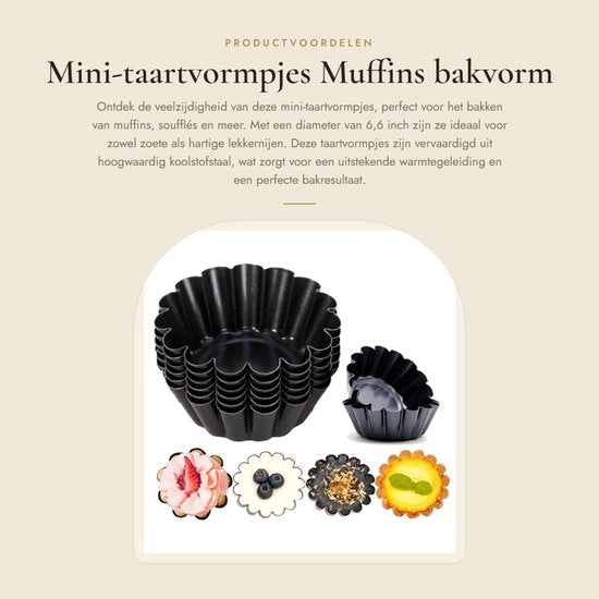 Forme per torta 6 pezzi - Muffin forma - Forme per soufflé - Forma per panettone - Forno di acciaio di carbonio - Resistente al calore e antiaderente