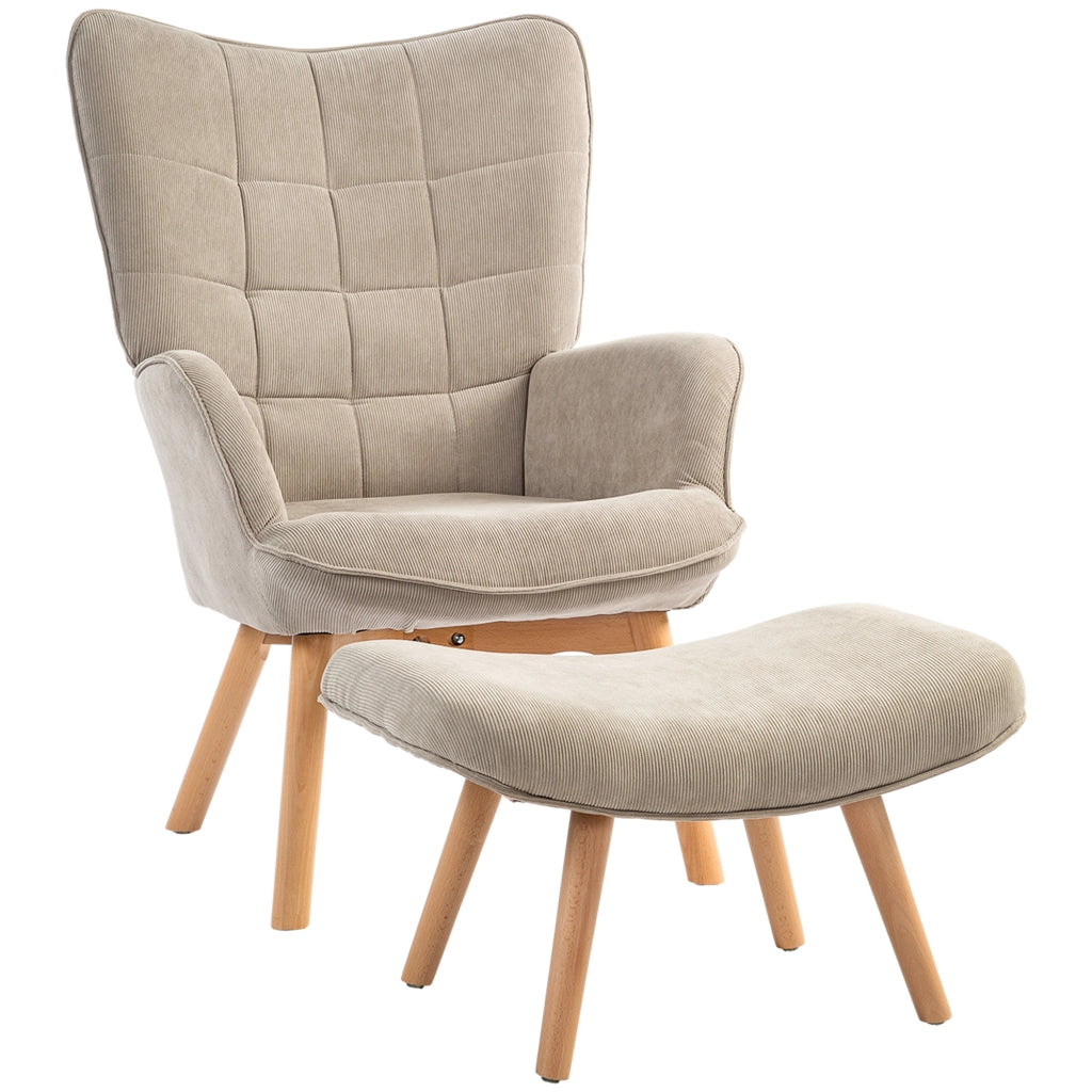 POLTRONA Relax con Pouf 72x80x101 cm Poliestere Cachi