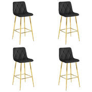 Valora KODA Sgabello Velluto Nero Gambe Dorate Design Moderno x4