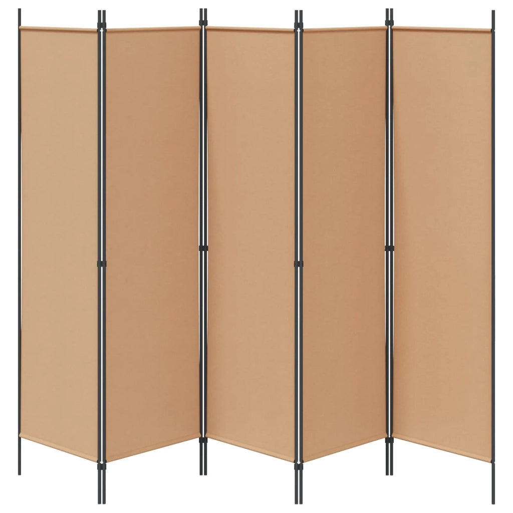 Divisorio Ambienti | Divider per stanze | Paravento a 5 Pannelli Beige 250 x 180 cm Tessuto